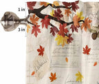 Fall Gnomes Kitchen Curtain Set, Thanksgiving Maple Leaf Rustic Pumpkin Window Valance and Tiers 24" Length, Light Filtering Short Curtains Valance for Cafe Bathroom Bedroom 54"x18"