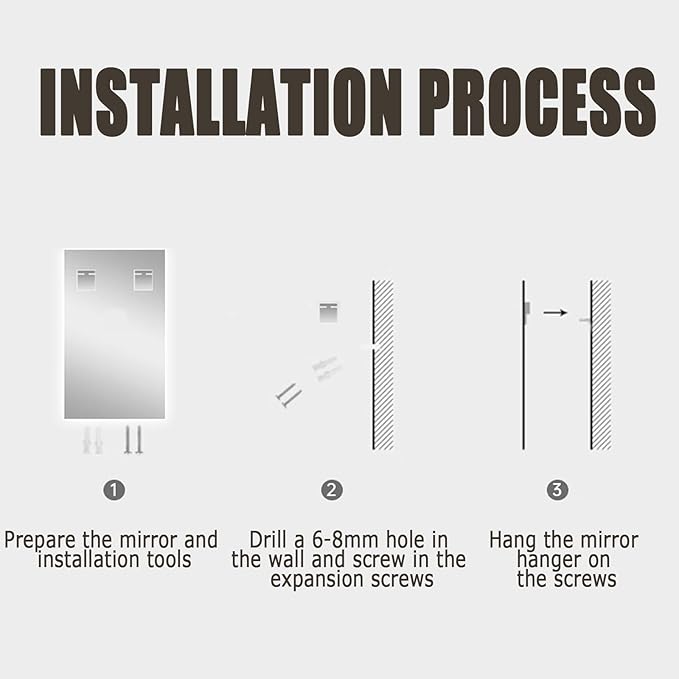 Backlit LED Illuminated Bathroom Mirror with LED Lights, Lighted Bathroom Makeup Wall Mounted Mirror with Demister Pad, Sensor Touch Switch, Horizontal/Vertical(B,H60*W80CM/H23.6*W31.4IN)