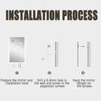 Backlit LED Illuminated Bathroom Mirror with LED Lights, Lighted Bathroom Makeup Wall Mounted Mirror with Demister Pad, Sensor Touch Switch, Horizontal/Vertical(A,H70*W90CM/H27.5*W35.4IN)