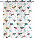 Turquoise Airplane Waterproof Outdoor Curtains for Patio,Windproof Weatherproof Curtains with Weighted Hem,Modern Art Cartoon Aircraft Clouds Light Filtering Privacy Drapes for Porch 54"x 84" 2 Panels