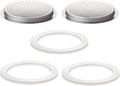 2 Pcs Filter with 3 Pcs Silicone Gasket Seals for 9 Cup Stovetop Espresso Coffee Maker Replacement Parts for Big Tummy and Straight Stainless Steel Moka Pot