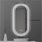 Bathroom Led Mirror ，Bathroom Mirror with LED Lights，LED Mirror for Bathroom，Backlit Bathroom Mirror ，with Touch Sensor/Demister pad，Shatterproof，Adjustable Lights(A,H100*W60cm/H39.4*W23.6IN)