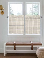 Vintage Country Wooden Board Window Valance Curtains, Gradient Wood Grain Line Light Filtering Kitchen Valance with 3-inch Rod Pocket for Living Room Bathroom Bedroom,2 Panel,27.5x24In