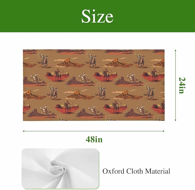 Cowboys Horses 2 Pcs Fluorescent Light Covers 4 x 2 Feet, Desert Ethnic Winds Brown Background Covers for Ceiling Lights Magnetic Light Cloth Filter for Classroom Office Home
