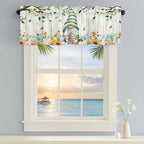 Easter Gnomes Curtain Valances for Windows, Kitchen Valance Window Treatment, Spring Watercolor Eggs Flower Wood Grain Light Filtering Block Curtains for Bathroom/Bedroom/Living Room 42'' x 18''