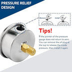 SENCTRL 0-100 Psi Glycerin Liquid Filled Low Pressure Gauge, 2.5" Dial Size, 1/4" NPT Back Mount, Stainless Steel Case, for Water Pump, Pneumatic Air, Well, RV Hose Tank, Pressure Test
