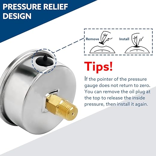 SENCTRL 0-160 Psi Glycerin Liquid Filled Air Pressure Gauge, 2.5" Dial Size, 1/4" NPT Back Mount, Stainless Steel Case, for Water Pump, Tire, Large Air Compressor, Well, RV Regulator Pressure Test