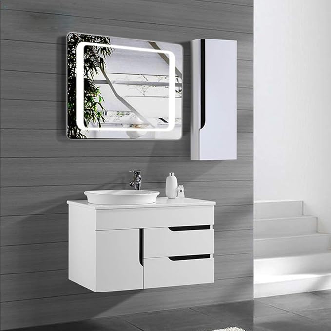 LED Bathroom Mirror with Lights Sensor Switch Bathroom Mirror with Demister Pad for Makeup Cosmetic Shaving… (600x800x42mm)