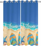Summer Outdoor Curtains for Patio Beach Slippers Plumeria Waterproof Outside Curtains with Grommet Top Weatherproof Curtain for Cabana Pergola Gazebo, 2 Pack, 54" W x 95" L