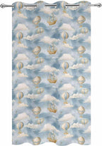 Hot Air Balloons Outdoor Curtains for Patio Fantasy Spaceship Cartoon Vintage Waterproof Outside Curtains with Grommet Top Weatherproof Curtain for Cabana Pergola Gazebo, 1 Panel, 54" W x 84" L