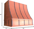 CT Copper Tailor Sloped Copper Vent Hood Island Mount,60'' W,48''H,1260 CFM Exhaust Fan,Stainless Steel Vent,LED Light,Dishwasher-Safe Baffle Filters,VH8TR1