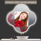 Irregular Bathroom Mirror with LED Light, Wall Mounted Mirror with Demister Pad, 3-Color Dimmable LED Light, for Wall, Living Room, Bedroom, Vanity, Entryway(50cm/19.7in)