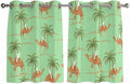 2 Panel Kitchen Cafe Curtains, Desert Camels Sunlight Filtering Nature Air Through, Home Decor Window Covering Tier Curtains for Living Room 104W x 52L inch Tropical Date Palm Trees Animal Green