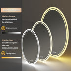 LUVODI Lighted LED Bathroom Mirror: 32”x24” Oval Wall Mounted Dimmable Makeup Mirror Anti-Fog with Back Lit - Illuminated 3 Colors Vanity Mirrors with Demister Pad Smart Touch Switch IP56 Rated