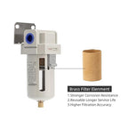 Air Line Filter,3/8" NPT Port for Clean Air System AF3000-03,Air Dryer for Compressor,0-150PSI,5 Micron Brass Element,Semi-Auto Drain, Poly Bowl,Bracket