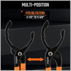 HORUSDY 12" Adjustable Oil Filter Pliers, Adjustable Oil Filter Wrench Removal Tool (Orange)