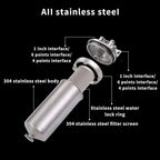 Amwater NSF/ANSI 42 Certi Stainless Steel Jumbo Size Filter Housing for 20" Filter Cartridge, 1" NPT Water Filter Housing, Drain Valve Style C (Square Head)