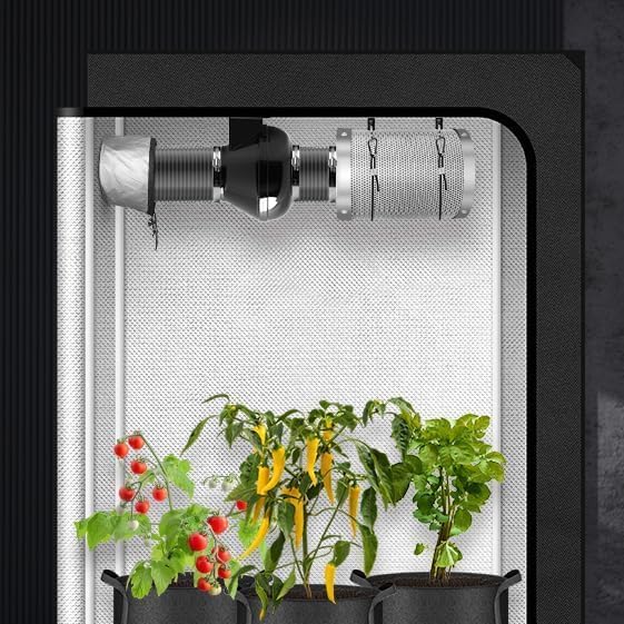 iPower 4" 195 CFM Inline Fan with Upgrade Air Carbon Filter, 8 FT Black Ducting & Rope Hanger, Ventilation System for Grow Tent, Hydroponics, Air Circulation