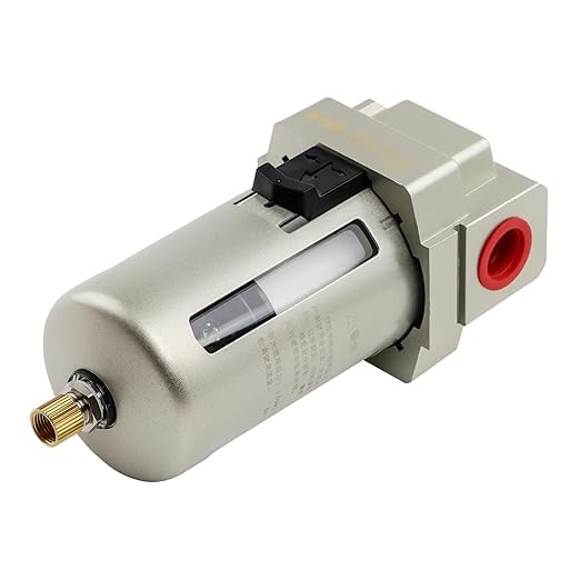 SNS 1/2" NPT Compressed Air Line Filter, 5 Micron Brass Element, Bracket, Poly Bowl,Semi-automatic type 150 psi (AF4000-N04)