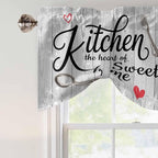 Kitchen Knife Fork Tie Up Valance Curtains for Windows, Kitchen Curtains Window Shades, Vintage Love Heart Grey Wood Grain Light Filtering Roman Curtain Valances for Bedroom/Bathroom/Cafe 42"x18"