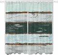 Blue Teal Living Room Curtains 96 Inch Length, Window Curtains Tab Top, Vintage Wooden Retro Art Farmhouse Barns Light Filtering Window Treatments Drapes 52"x96" 2 Panel