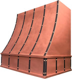 CT Copper Tailor Sloped Copper Vent Hood Island Mount,60'' W,48''H,1260 CFM Exhaust Fan,Stainless Steel Vent,LED Light,Dishwasher-Safe Baffle Filters,VH8TR1