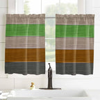 Farm Gray Green Brown Wood Grain Window Valance Curtains, Rustic Wooden Plank Light Filtering Kitchen Valance with 3-inch Rod Pocket for Living Room Bathroom Bedroom,2 Panel,42x54In