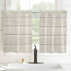 Vintage Country Wooden Board Window Valance Curtains, Gradient Wood Grain Line Light Filtering Kitchen Valance with 3-inch Rod Pocket for Living Room Bathroom Bedroom,2 Panel,42x45In
