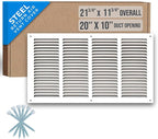 Fits 20x10 Duct Opening | Steel Return Air Grille by Handua | Vent Cover Grill for Sidewall and Ceiling | White | HVAC Cold Air Intake Grille | Outer Dimensions: 21.75"W X 11.75"