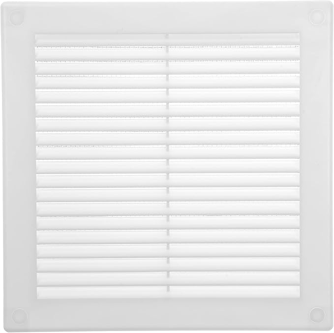 Vent Systems 4.5" x 4.5" Inch (Opening Dimensions) - Pack of 10 - White Plastic Soffit Vent Cover - Durable Square Air Vent Grille with Mesh Screen - Ventilation Grill Wall, Ceiling Indoor, Outdoor