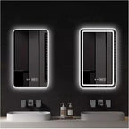 Bathroom Mirror with LED Lights, Backlit Illuminated Bathroom Mirror Wall Mounted Multifunction Vanity Mirror with 3 LED Light Color Dimmable and Demister Pad,(B,H75*W100CM/H29.5*W39.3IN)