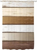 Sheer Curtains 63 Inch Length, Vintage Geometric Brown Semi Sheer Curtains Light Filtering Window Treatment, Farmhouse Country Chic Wood Grain Privacy Voile Drapes for Living Room Bedroom 52x63 Inch