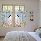 Easter Kitchen Curtains 54 Inch Long 2 Panel Set,Rod Pocket Window Curtains Panels,Spring Watercolor Bunny Eggs Flower Wood Grain Blue Light Filtering Privacy Draperies for Bedroom Laundry 42"W x 54"L
