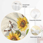 Farm Sunflowers Living Room Curtains 96 Inch Length, Window Curtains Tab Top, Retro Flowers Butterfly Botanical Beige Light Filtering Window Treatments Drapes 52"x96" 2 Panel