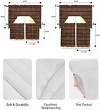 Brown Wooden Board Swag Kitchen Curtains Valance and Tier Set, Vintage Wood Grain Farmhouse Barn Themes Light-Filtering Swag Valance 36 Inch Length, Rod Pocket Short Curtain for Bedroom Cafe