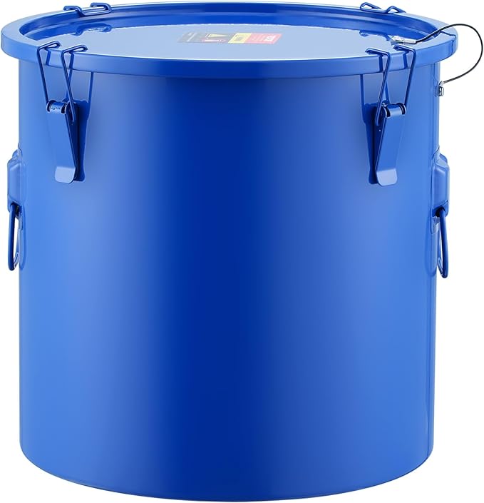 VEVOR Fryer Grease Bucket, 10 Gal Oil Disposal Caddy Carbon Steel Fryer Oil Bucket with Rust-Proof Coating, Oil Transport Container with Lid, Lock Clips, Filter Bag for Hot Cooking Oil Filtering