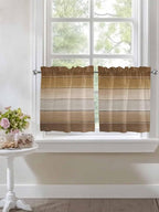 Vintage Brown Gradient Wood Grain Window Valance Curtains, Farmhouse Wood Barn Light Filtering Kitchen Valance with 3-inch Rod Pocket for Living Room Bathroom Bedroom,2 Panel,27.5x24In