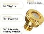 KUWAN 0.016" Orifice (0.4mm) Thread UNC 10/24 Brass Misting Nozzles Low Pressure Atomizing Misting Sprayer Water Hose Nozzle for Greenhouse, Landscaping, Outdoor Cooling Mister System (150PCS)