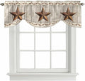 Western Texas Star Retro Tie Up Valance Curtains for Windows, Kitchen Curtains Window Shades, Country Farmhouse Gray Wood Grain Light Filtering Roman Curtain Valances for Bedroom/Bathroom/Cafe 54"x18"