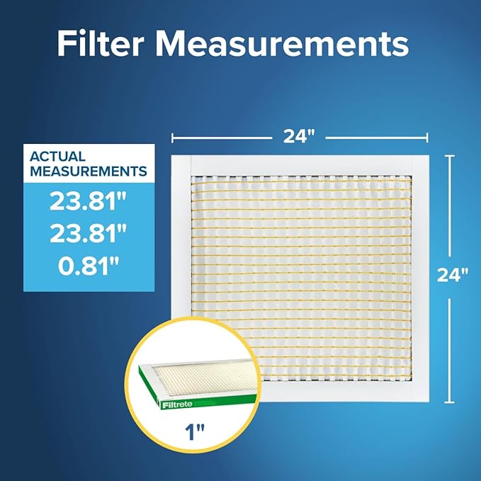 Filtrete 24x30x1 AC Furnace Air Filter, MPR 700, MERV 8, Tough on Pollen, Easy on Airflow, 3-Month Pleated 1-Inch Electrostatic Air Cleaning Filter, 4-Pack (Actual Size 23.81 x 29.81 x 0.81 in)