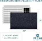 2-Pack Cut to Fit Air Filter - 24"x15"x0.25" Reusable and Washable Foam Filter Material - Cuttable and Versatile Replacement for Air Conditioner Units, Range Hood, RV Vents and More