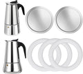 2 Pcs Filter with 3 Pcs Silicone Gasket Seals for 12 Cup Stovetop Espresso Coffee Maker Replacement Parts for Big Tummy and Straight Stainless Steel Moka Pot