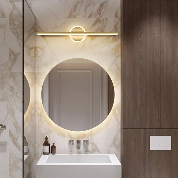 LTSRLL Frameless Illuminated LED Bathroom Wall Mirror with Touch, Demister Pad and Dimmable Lights & 3 Colors for Makeup Shaving and Bath Vanity IP44(Backlight,70cm/27.5in)