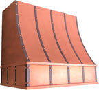CT Copper Tailor Sloped Copper Vent Hood Wall Mount,54'' W,36''H,1260 CFM Exhaust Fan,Stainless Steel Vent,LED Light,Dishwasher-Safe Baffle Filters,VH8TR1