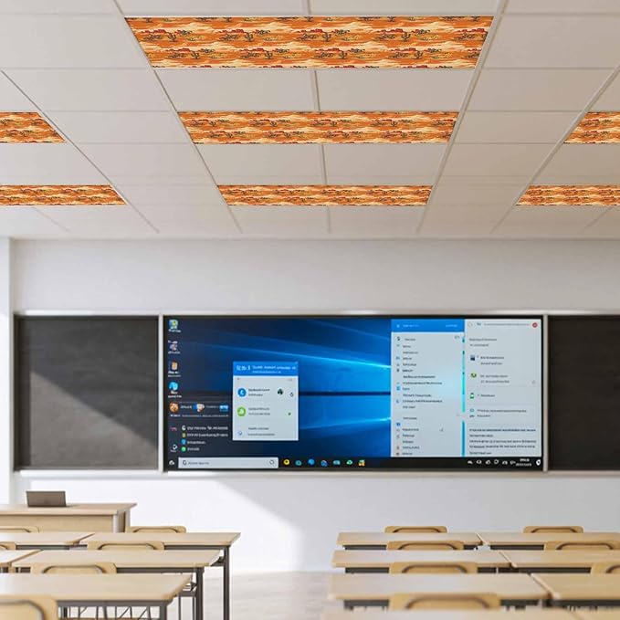Tropical Plant Cactus Fluorescent Light Covers 4 Pack Western Cowboy Horse Sunset Deserts Orange Magnetic Fluorescent Ceiling Lights Filters for Office Classroom Home Drop Ceiling 4x2 Feet