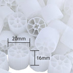 Moving Bed Bio Filter Media - 20mm, White, for Koi Ponds, Aquariums, Aquaculture, Aquaponics (100 pcs)