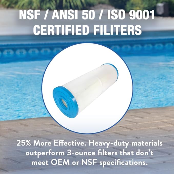Doheny's PWW50L1 Pool Spa Filter | Filter for Waterway Teleweir 50 | Replaces Pleatco PWW50L, Unicel 4CH-949, Filbur FC-0172 | OD: 5”, Length: 13 3/16”, Top: Handle, Bottom: 1.5” Female SAE | 4-Pack