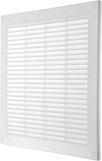 Repa Market 12 x 12 Inch (Outer) White Square Air Vent Cover - Pack of 2 Plastic Fresh Air Intake Vent - AC Cover with Nylon Mesh Screen, Wall, Ceiling HVAC Return Air Register, Modern Soffit Vents