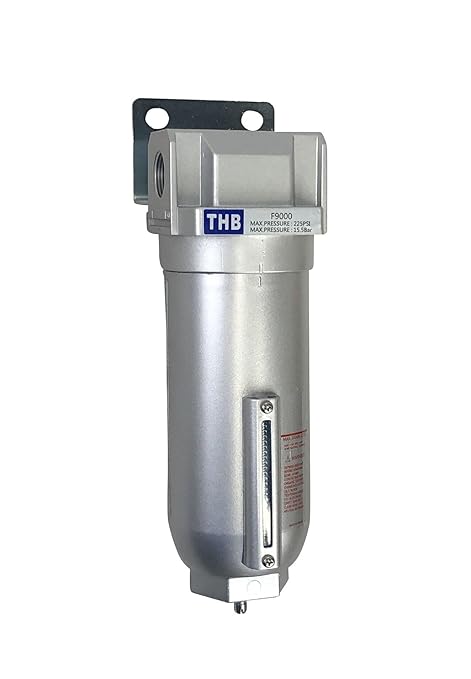3/4" NPT Industrial Particulate Filter, Removes Water, Moisture, Debris from Compressed Air Lines, 11oz Bowl (225 PSI Max)