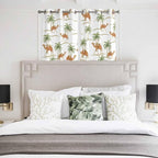 2 Panel Kitchen Cafe Curtains, Desert Camels Sunlight Filtering Nature Air Through, Home Decor Window Covering Tier Curtains for Bedroom Living Room 104W x 52L inch Tropical Date Palm Trees Animal